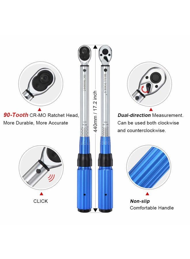 BULLTOOLS 3/8-inch Drive Dual-Direction Click Torque Wrench Set 90-tooth High Accuracy Torque Wrench with Buckle (10-100ft.lb/20-135Nm) - Image 4