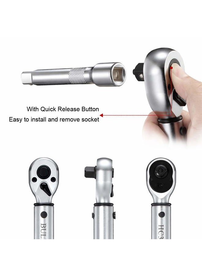 BULLTOOLS 3/8-inch Drive Dual-Direction Click Torque Wrench Set 90-tooth High Accuracy Torque Wrench with Buckle (10-100ft.lb/20-135Nm) - Image 3