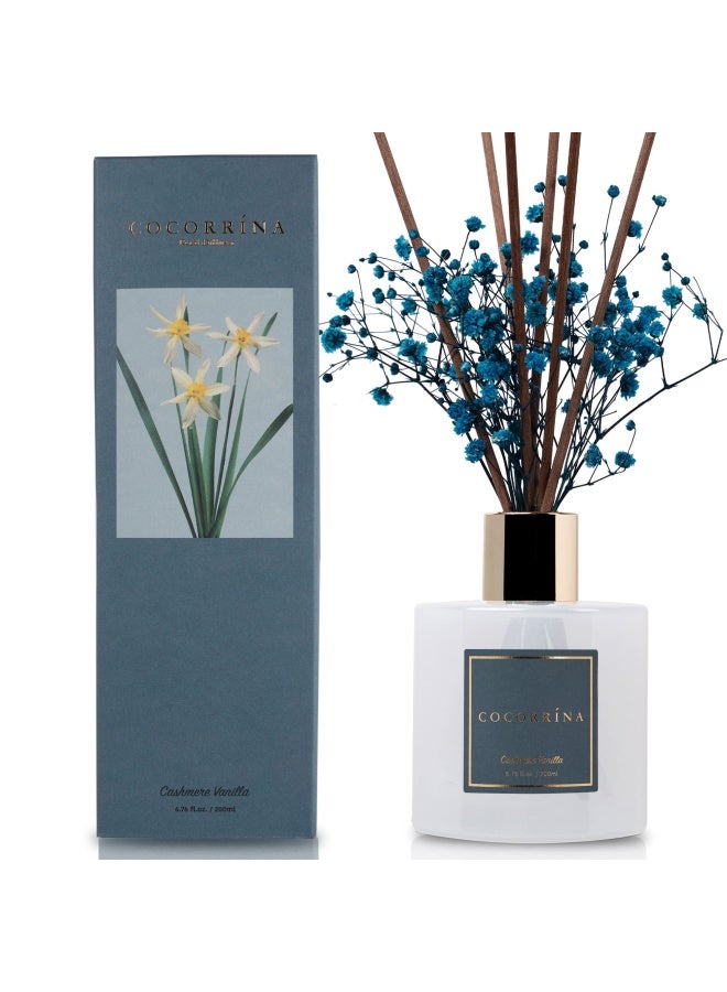 COCORRÃNA Cocorrna Premium Reed Diffuser Set with Preserved Babys Breath  Cotton Stick Cashmere Vanilla  67oz Scent Fragrance Oil Diffuser for Bedroom Bathroom Home Dcor - Image 2