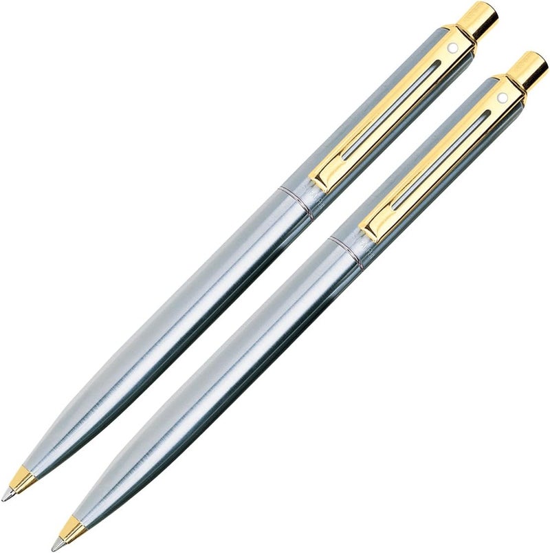 Sheaffer Sentinel Ballpoint Mechanical Pencil Set Chrome  Gold Trim - Image 1