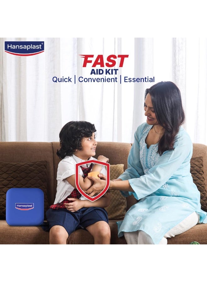Hansaplast Fast Aid Kit | Emergency Medical Kit for Home, Office, Travel, Car, Sports, Outdoor | Multi-Use Pack for Cuts, Wounds & Injuries | Lightweight & Compact | 9 Items - 38 Pieces - Image 3