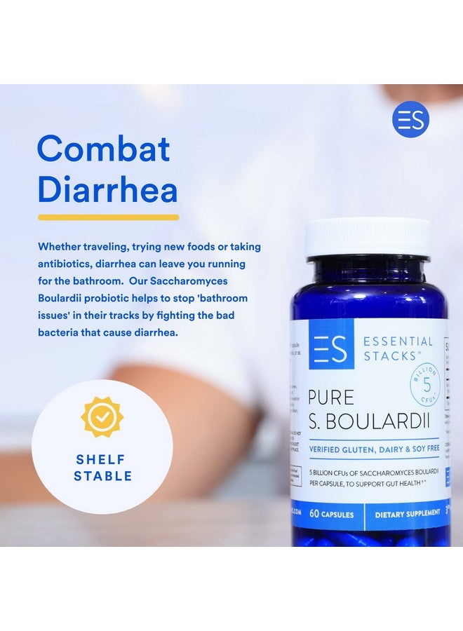 Essential Stacks Saccharomyces Boulardii Probiotics (Nongmo & Gluten Free) 5 Billion Cfus For Gut Health & Occasional Diarrhea (60 Capsules) - Image 4