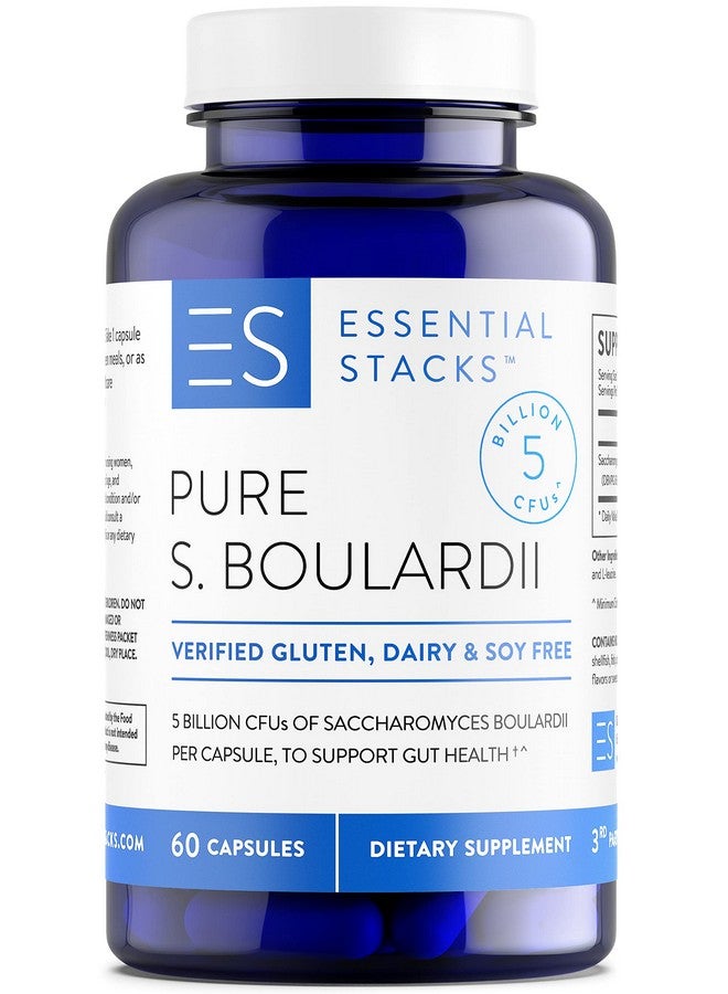 Essential Stacks Saccharomyces Boulardii Probiotics (Nongmo & Gluten Free) 5 Billion Cfus For Gut Health & Occasional Diarrhea (60 Capsules) - Image 2