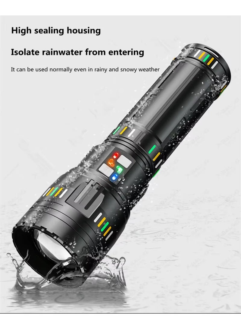 YEMAO YM-G600 100W Super Bright Flashlight 20000LM Tactical Long-Range Spotlight, GT60 LED Zoomable Torch with 1500M Beam Distance, USB-C Rechargeable Searchlight with 72H Endurance, Power Indicator & 4 Modes for Camping, Hiking, Emergency, Security & Outdoor Adventures - Image 2