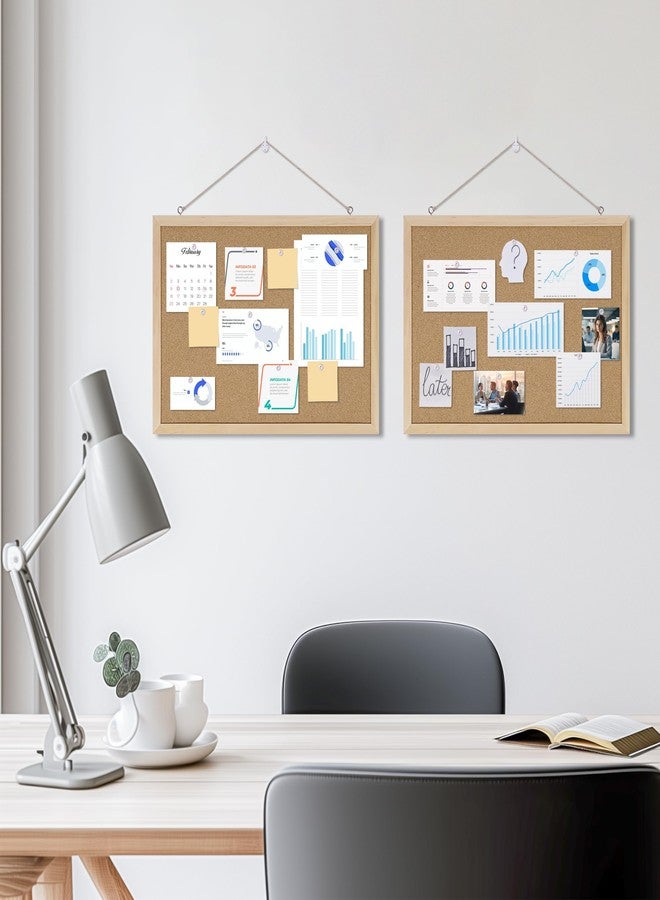 DAHAPYBOO Cork Board Bulletin Board 2 Pack,17"X12" Cork Board for Office with Pin Oak Wood Boards,Hanging Corkboards for Office Home School Message Board or Vision Board Decoration - Image 4