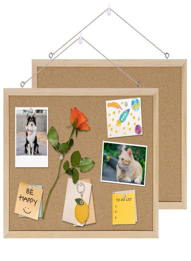 DAHAPYBOO Cork Board Bulletin Board 2 Pack,17"X12" Cork Board for Office with Pin Oak Wood Boards,Hanging Corkboards for Office Home School Message Board or Vision Board Decoration - Image 1