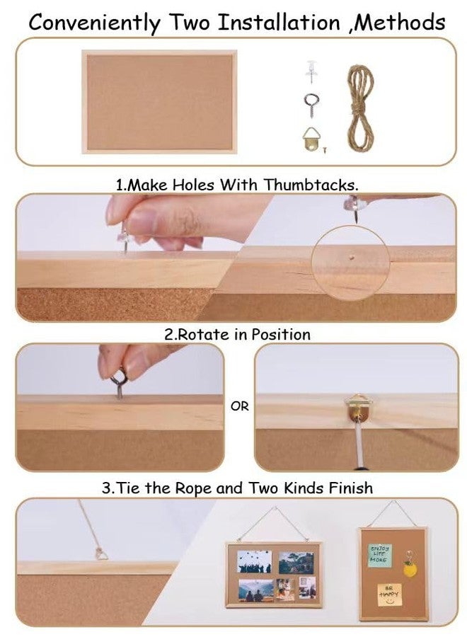DAHAPYBOO Cork Board Bulletin Board 2 Pack,17"X12" Cork Board for Office with Pin Oak Wood Boards,Hanging Corkboards for Office Home School Message Board or Vision Board Decoration - Image 2