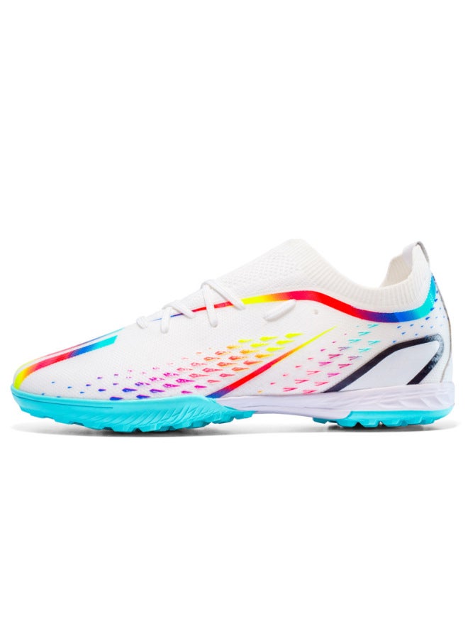 2036 2 Broken Nails White Seamless Flying Woven Socks Socks Football Shoes Tf Crushed Nails Artificial Lawn Ag Nails Leather Foot Training Sneakers For Boys And Girls