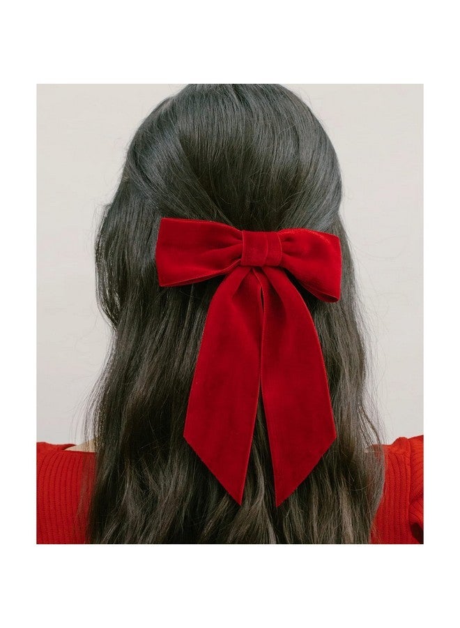 Aileam 2PCS Red Velvet Hair Bows Hair Clips 5" Big Fall Alligator Clips Hair Accessories for Women Girls Toddlers Kids - Image 5