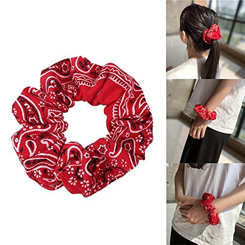 Belicia Bandana Scrunchies5PCS Bandana Scrunchy Hair Ties Cotton Bandana Print Scrunchies Hair Bands Scrunchy Hair Ties for Women Hair Elastics Ties - Image 5