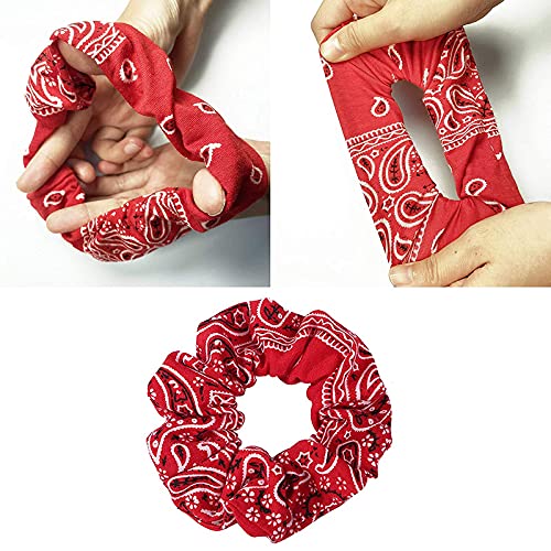 Belicia Bandana Scrunchies5PCS Bandana Scrunchy Hair Ties Cotton Bandana Print Scrunchies Hair Bands Scrunchy Hair Ties for Women Hair Elastics Ties - Image 4