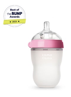comotomo Natural Feel Baby Bottle 250 ML With Pack Of 2 Natural Teat Silicone Nipples, 1 Hole With Slow Flow, 0 - 3 Months  - Image 4