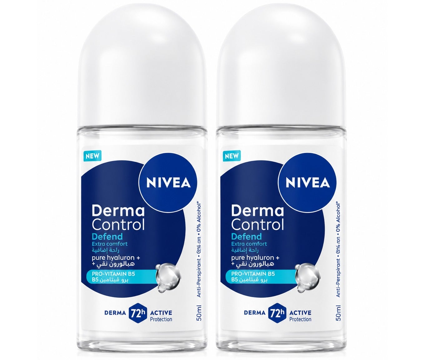 Nivea Derma Control Defend Roll On 2x50ml, with Hyaluron Acid and Vitamin B5, 72H
