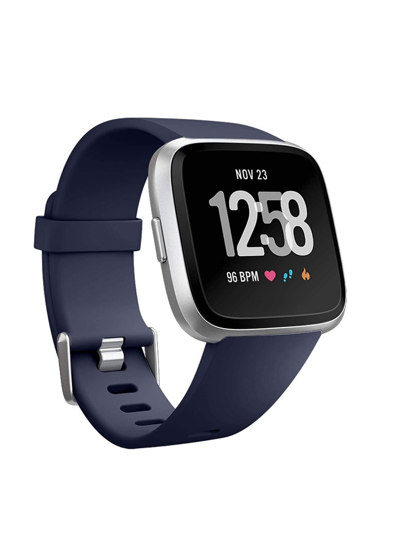 Excefore - Strap Compatible With Fitbit Versa/Versa 2/Fitbit Versa Lite. It Is Suitable For Ladies And Men. Classic Soft Silicone Sports Strap. Adjustable Wrist Strap (2 Small Straps, Black And Blue) - Image 1