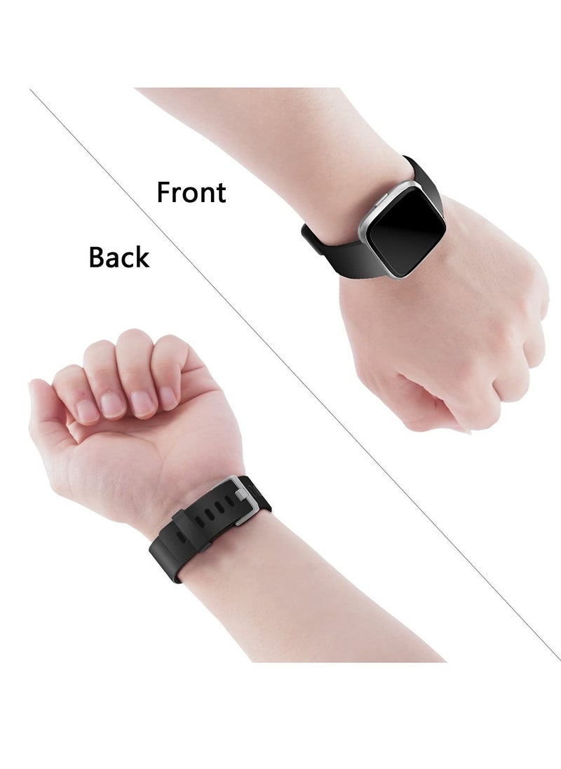 Excefore - Strap Compatible With Fitbit Versa/Versa 2/Fitbit Versa Lite. It Is Suitable For Ladies And Men. Classic Soft Silicone Sports Strap. Adjustable Wrist Strap (2 Small Straps, Black And Blue) - Image 1