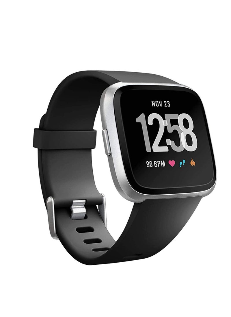 Excefore - Strap Compatible With Fitbit Versa/Versa 2/Fitbit Versa Lite. It Is Suitable For Ladies And Men. Classic Soft Silicone Sports Strap. Adjustable Wrist Strap (2 Small Straps, Black And Blue) - Image 1