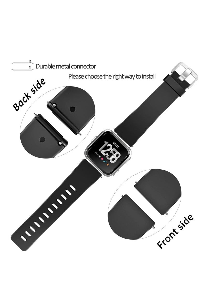 Excefore - Strap Compatible With Fitbit Versa/Versa 2/Fitbit Versa Lite. It Is Suitable For Ladies And Men. Classic Soft Silicone Sports Strap. Adjustable Wrist Strap (2 Small Straps, Black And Blue) - Image 1
