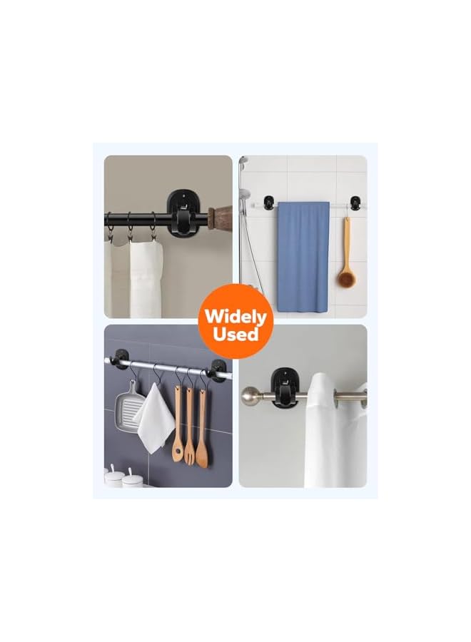 erorex Self Adhesive Curtain Rod Bracket, 4 Count Universal Plastic Curtain Rod Holders, Can be Drilled or Self-Adhesive, Curtain Rod Hooks for Bathroom, Bedroom, Livingroom, Kitchen, Black  - Image 3