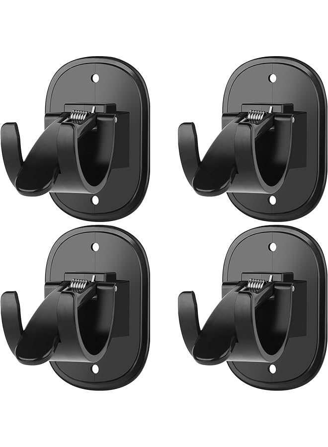 erorex Self Adhesive Curtain Rod Bracket, 4 Count Universal Plastic Curtain Rod Holders, Can be Drilled or Self-Adhesive, Curtain Rod Hooks for Bathroom, Bedroom, Livingroom, Kitchen, Black  - Image 1