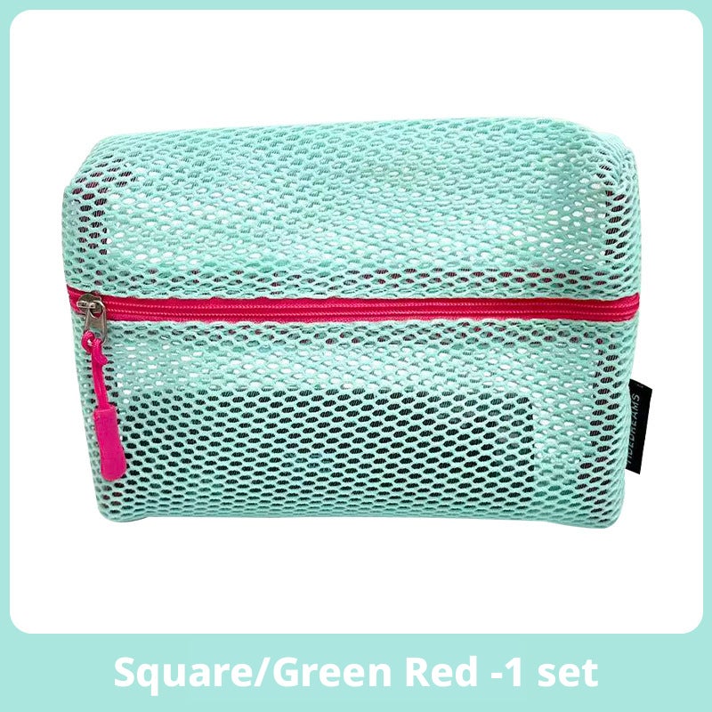 Color Block Mesh Travel Toiletry Bag - Image 5