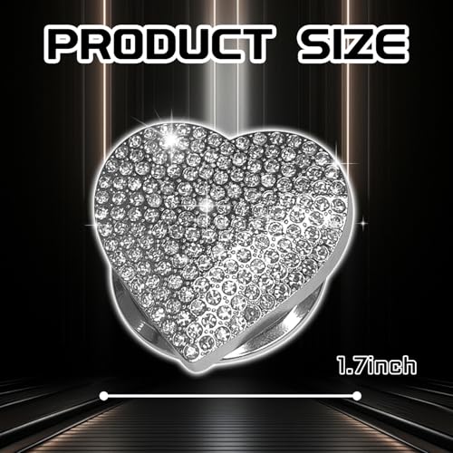 QBOONPT Heart Shape Car Engine Start Button Cover, Sparkly Rhinestone Ignition Button Decal, Bling Car Accessories for Women, Car Interior Accessories Push Start Button Cover Decorative（White) - Image 2