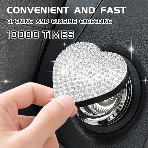 QBOONPT Heart Shape Car Engine Start Button Cover, Sparkly Rhinestone Ignition Button Decal, Bling Car Accessories for Women, Car Interior Accessories Push Start Button Cover Decorative（White) - Image 4
