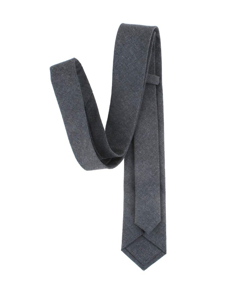 LEVAO Men's Cotton Skinny Necktie Solid Color Tie 210453 Chambray-Grey - Image 4