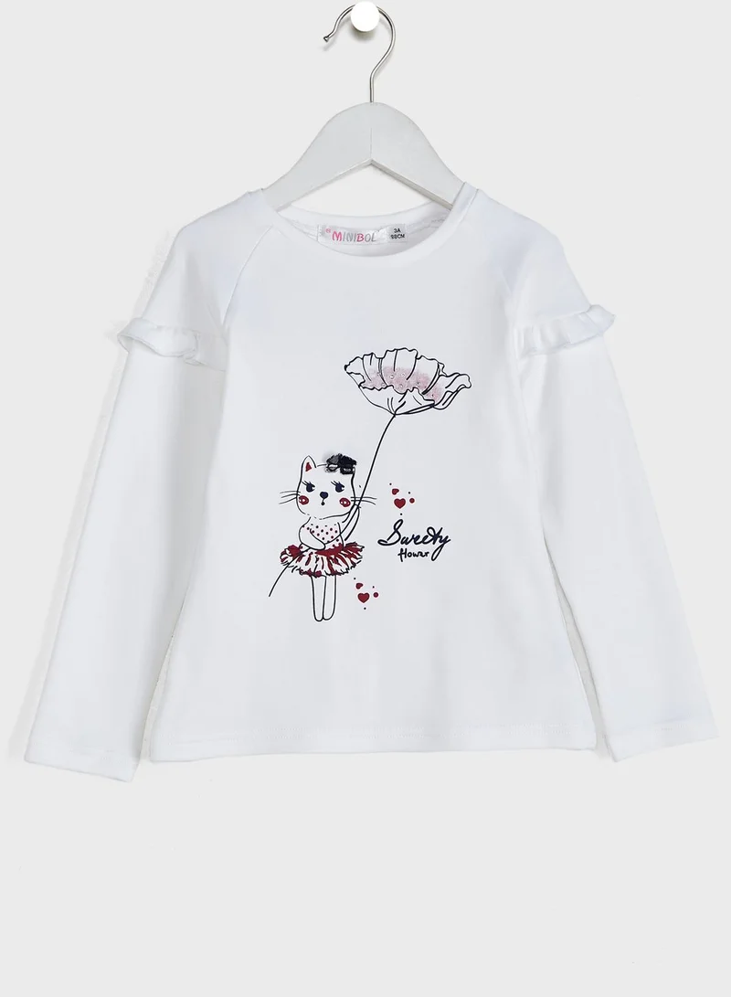 Babybol Kids Printed Frill T-Shirt & Skirt Set