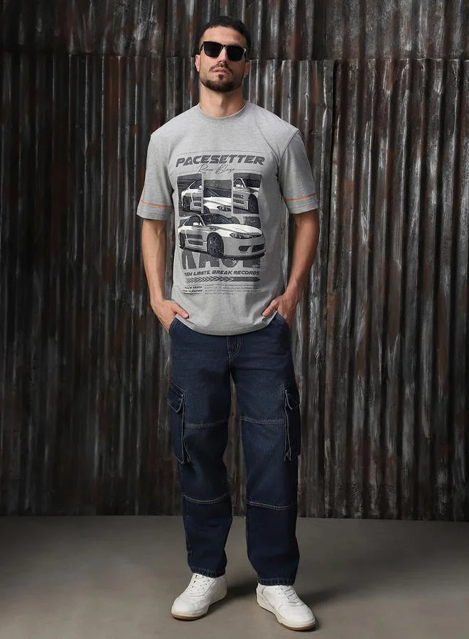 HIGH STAR Graphic Print Cotton Relaxed Fit T-Shirt by Styli