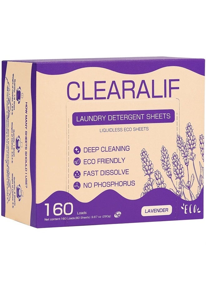 CLEARALIF Laundry Detergent Sheets 80 Sheets (Up to 160 Loads), Lavender - Great For Apartments, Dorms,Laundry Sheets Eco Friendly  - Image 1
