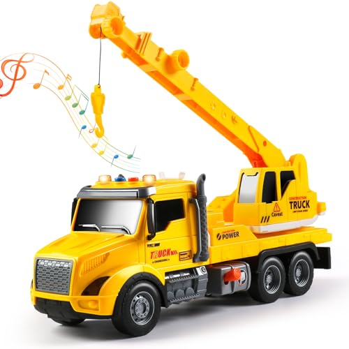 DWIRCTOYS Crane Truck Toy for Kids Ages 37 Kids Toys Friction Powered Construction Vehicle with Extendable Arm Rotating Crane Lights and Sounds Birthday Gifts for Boys Girls - Image 1