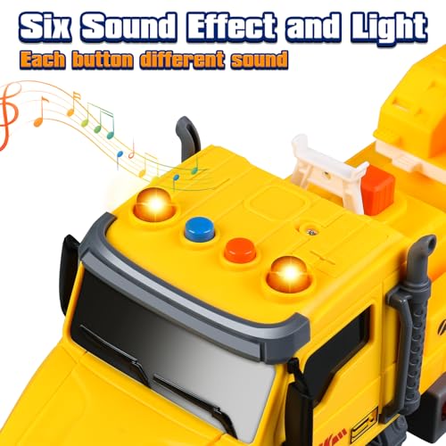 DWIRCTOYS Crane Truck Toy for Kids Ages 37 Kids Toys Friction Powered Construction Vehicle with Extendable Arm Rotating Crane Lights and Sounds Birthday Gifts for Boys Girls - Image 5
