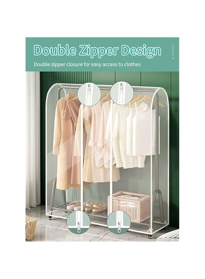 MIXDE Hanging Garment Bags,Extra Large Clear Garment Rack Cover,Dustproof Waterproof Storage Bag For Wardrobe With Full Zipper,120x50x150cm ﻿ - Image 2