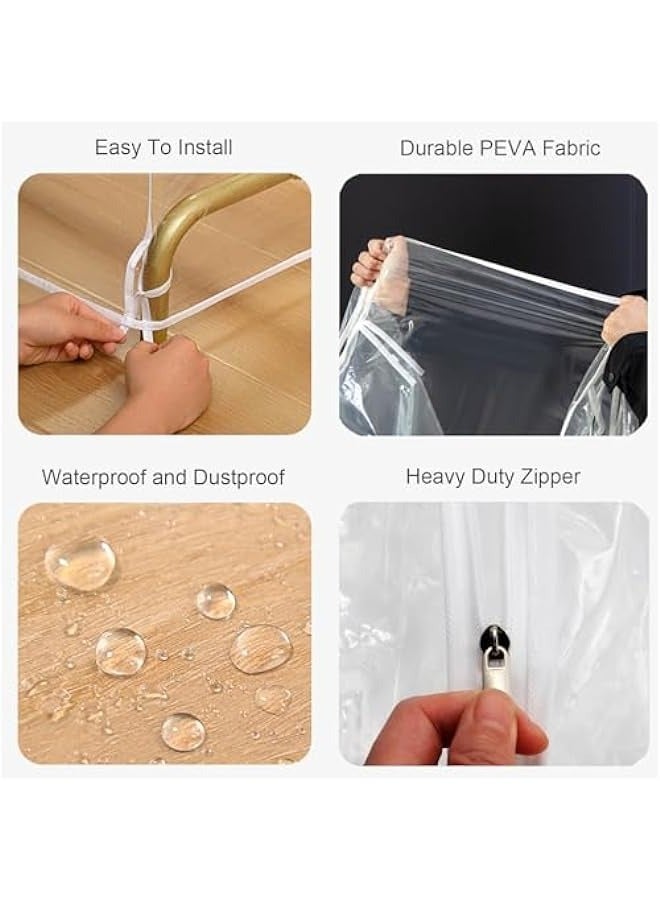 MIXDE Hanging Garment Bags,Extra Large Clear Garment Rack Cover,Dustproof Waterproof Storage Bag For Wardrobe With Full Zipper,120x50x150cm ﻿ - Image 4