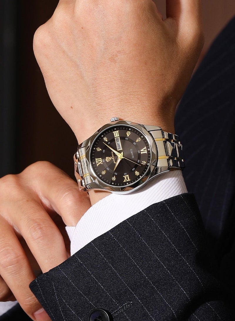 GOHUOS Men’s Watches, Top Brand Luxury Stainless Steel Band Waterproof Analog Quartz Classic Business Wrist Watch - 43mm - Father or Boyfriend Gift - Image 4