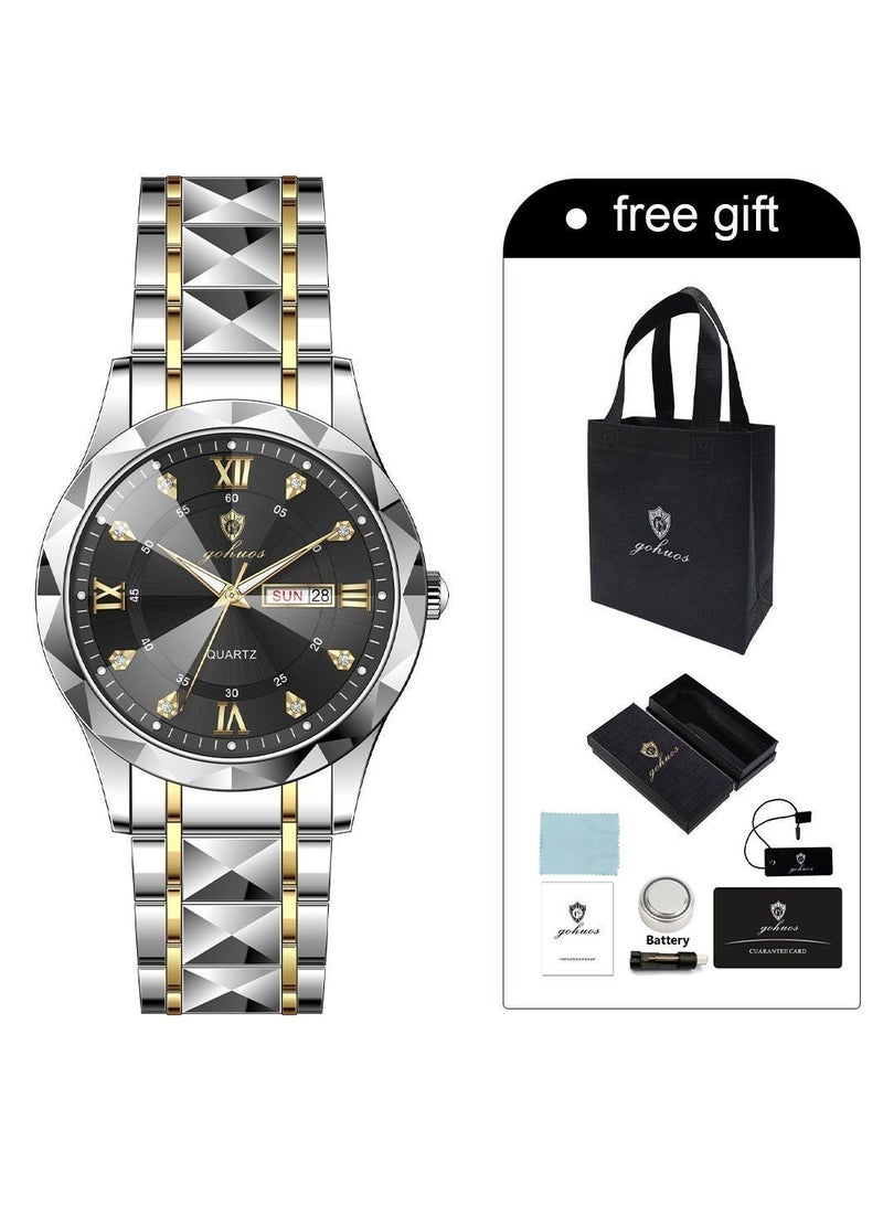 GOHUOS Men’s Watches, Top Brand Luxury Stainless Steel Band Waterproof Analog Quartz Classic Business Wrist Watch - 43mm - Father or Boyfriend Gift - Image 5