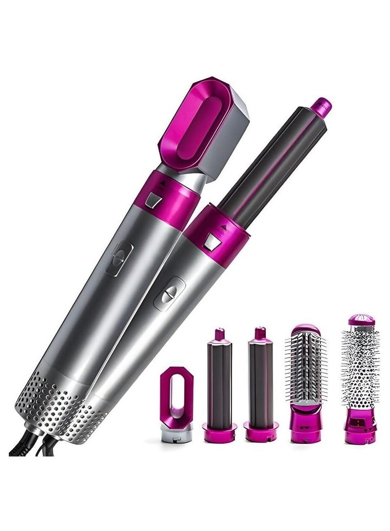 5-in-1 Hot Air Hair Dryer and Curler Tool Set – Multi-Function Hair Styler for Curling, Drying, Straightening, Volumizing, and Smoothing with Interchangeable Attachments - Image 1