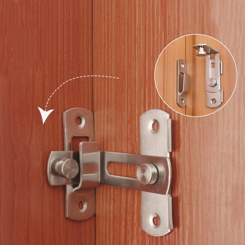 MGNLR MGNLR 90 Degree Sliding Barn Door Lock Flip Door Sliding Latch Stainless Steel Barn Door Locks Safety Sliding Barn Door Lock Latch Lock Right Angle Curved Door Prevent Corrosions  - Image 3