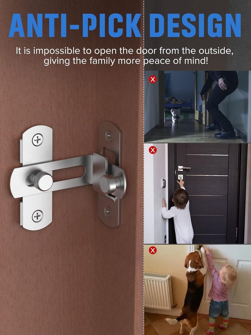 MGNLR MGNLR 90 Degree Sliding Barn Door Lock Flip Door Sliding Latch Stainless Steel Barn Door Locks Safety Sliding Barn Door Lock Latch Lock Right Angle Curved Door Prevent Corrosions  - Image 5