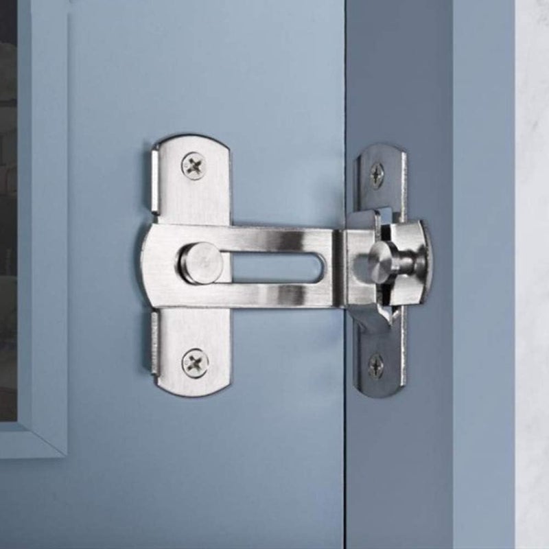 MGNLR MGNLR 90 Degree Sliding Barn Door Lock Flip Door Sliding Latch Stainless Steel Barn Door Locks Safety Sliding Barn Door Lock Latch Lock Right Angle Curved Door Prevent Corrosions  - Image 2