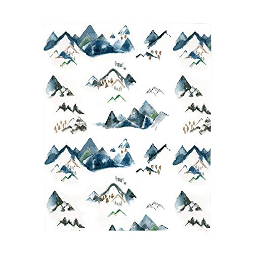 NoJo Super Soft Blue, Green, Tan & White Mountain Watercolor Fitted Mini Crib Sheet, Blue, Green, Tan, White - Image 2