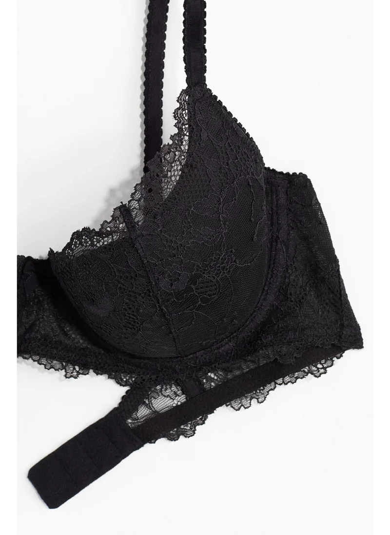 اتش اند ام Padded underwired demi lace bra