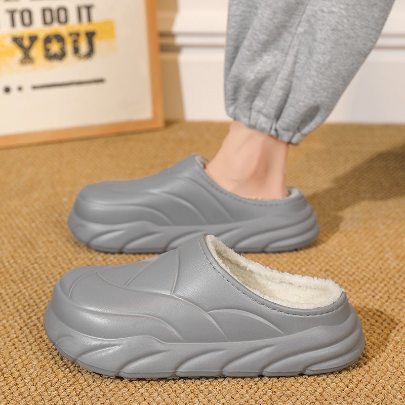 2023 Winter New Waterproof Non-Slip Couple Cotton Slippers Women'S Fleece-Lined Warm Thick Bottom Outdoor Cotton Slippers Men - Image 2