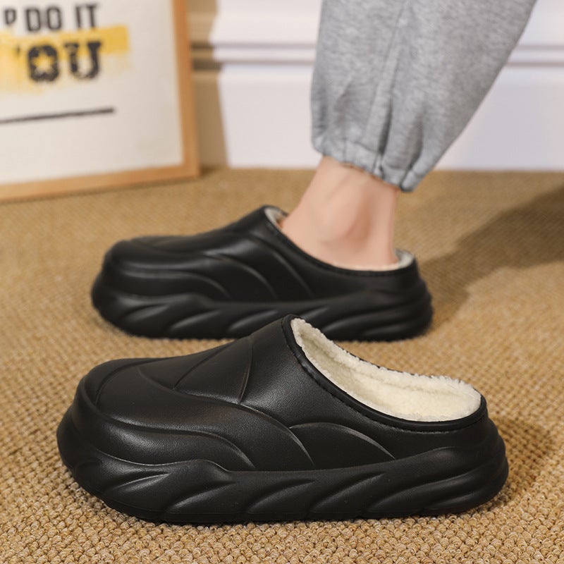 2023 Winter New Waterproof Non-Slip Couple Cotton Slippers Women'S Fleece-Lined Warm Thick Bottom Outdoor Cotton Slippers Men - Image 4