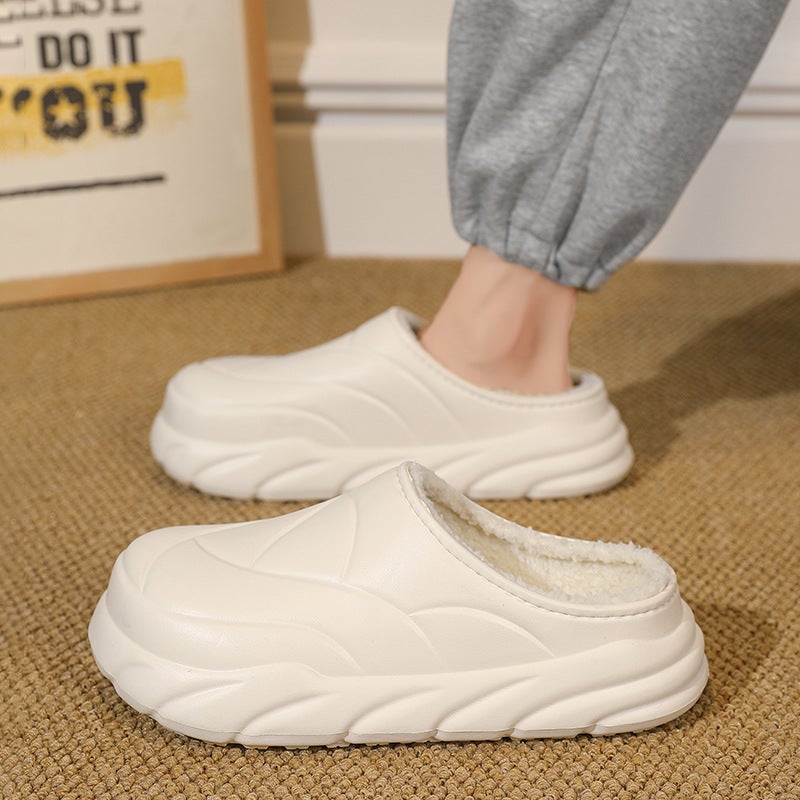 2023 Winter New Waterproof Non-Slip Couple Cotton Slippers Women'S Fleece-Lined Warm Thick Bottom Outdoor Cotton Slippers Men - Image 3
