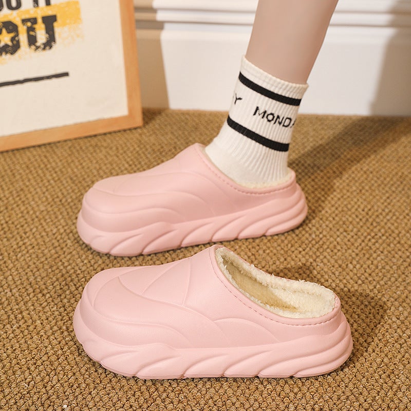 2023 Winter New Waterproof Non-Slip Couple Cotton Slippers Women'S Fleece-Lined Warm Thick Bottom Outdoor Cotton Slippers Men - Image 1