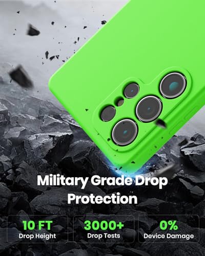 CUZMIGO Silicone Case for Samsung Galaxy S25 Ultra, Soft Slim Liquid Silicone Phone Case with Anti-Scratch Microfiber Lining, Camera Cover Protection with Cute Color Variety, Neon Green - Image 5