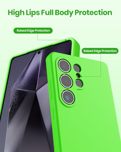 CUZMIGO Silicone Case for Samsung Galaxy S25 Ultra, Soft Slim Liquid Silicone Phone Case with Anti-Scratch Microfiber Lining, Camera Cover Protection with Cute Color Variety, Neon Green - Image 4