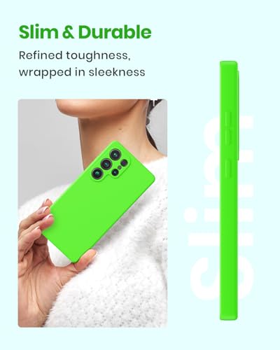 CUZMIGO Silicone Case for Samsung Galaxy S25 Ultra, Soft Slim Liquid Silicone Phone Case with Anti-Scratch Microfiber Lining, Camera Cover Protection with Cute Color Variety, Neon Green - Image 2