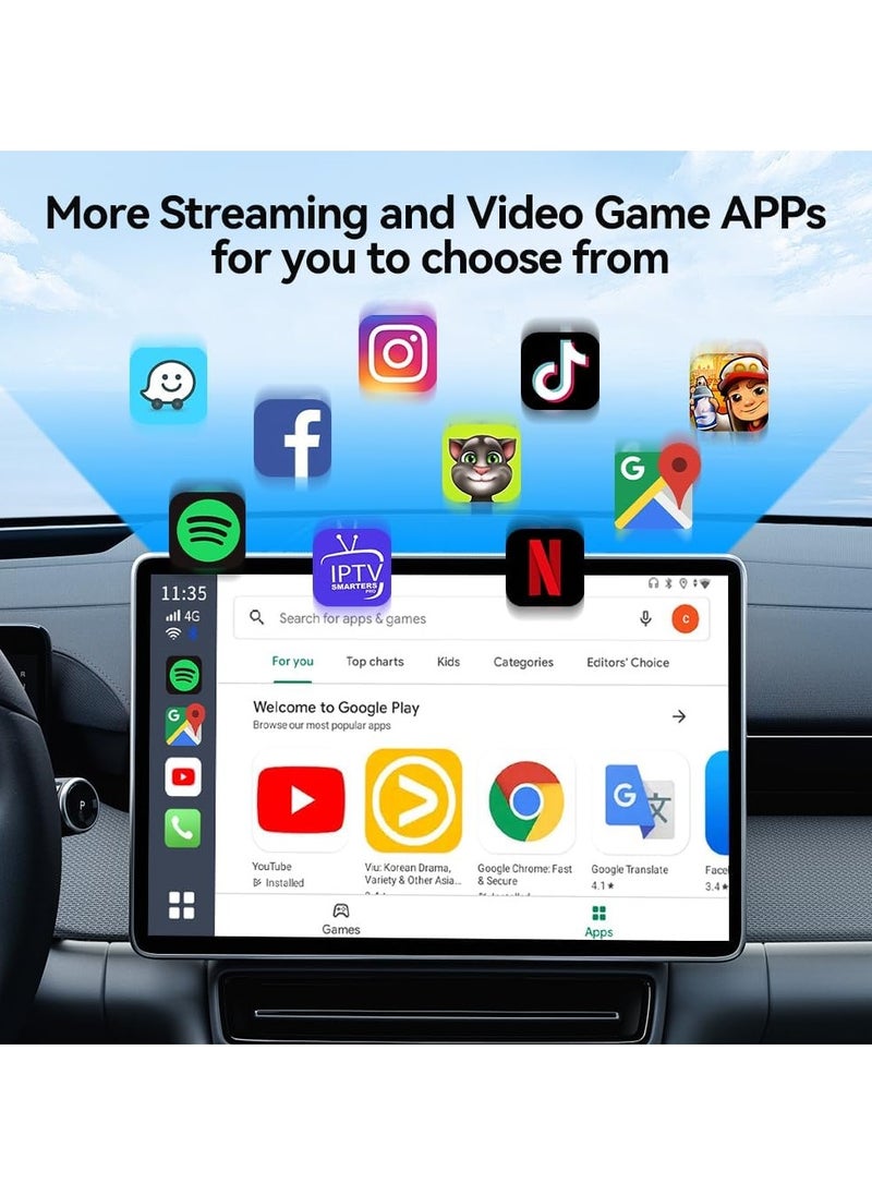 Carlinkit - Carlinkit Newest Android 13.0 Ai Box LED, 8+128GB with Qualcomm 8-cores, 3-in-1 Wireless CarPlay/Android Auto Comes with Play Store, Streaming Video, Only for The Vehicle with Wired CarPlay - Image 1